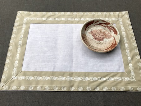 white coated linen placemats from France